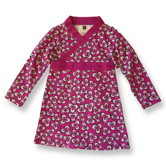 Tea Collection Magenta Cross-Top Floral Dress - 2T