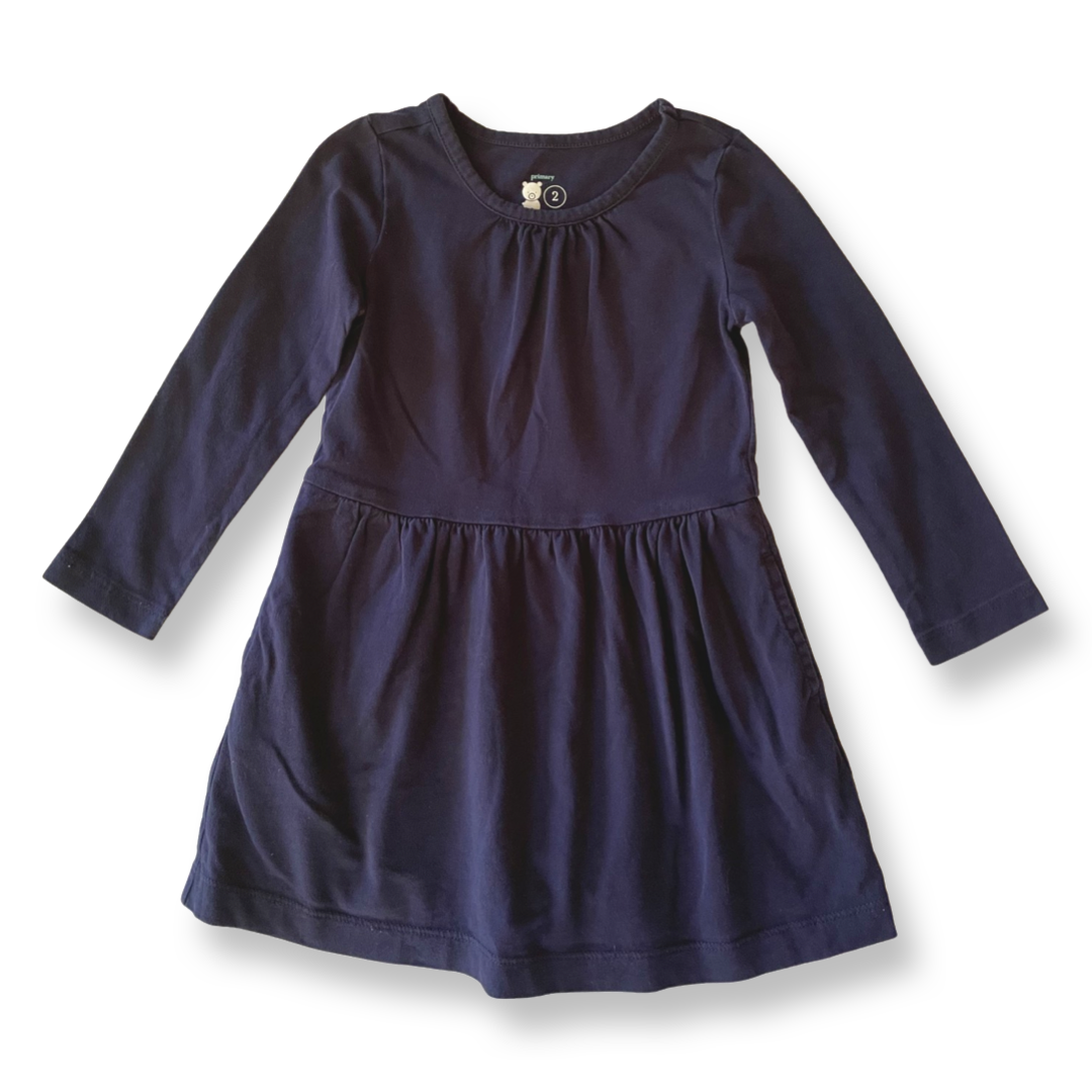 Primary Navy Long-Sleeve Dress - 2T