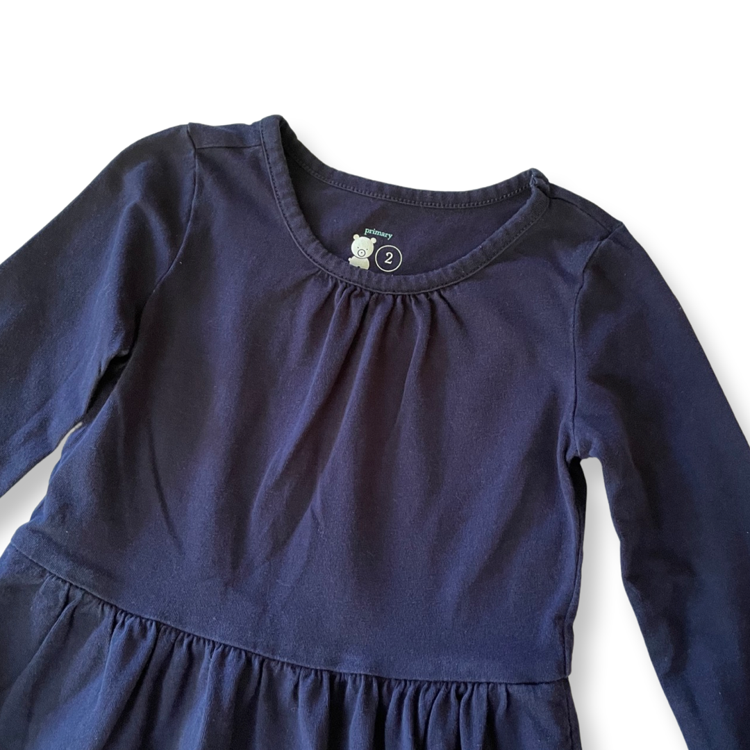 Primary Navy Long-Sleeve Dress - 2T