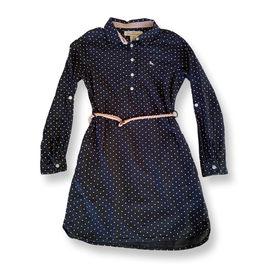 H&M L.O.G.G. Navy & White Polka Dot Shirt Dress -