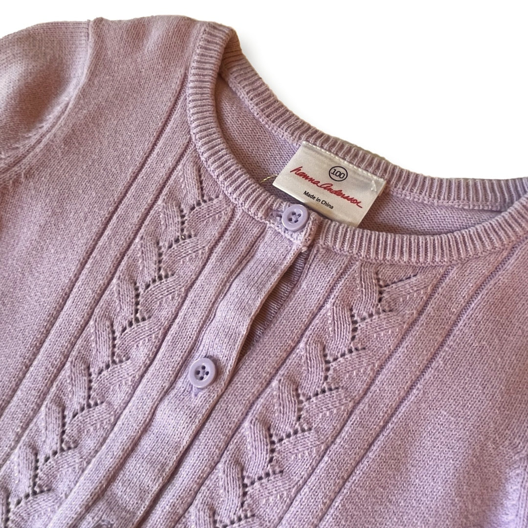 Hanna Andersson Light Purple Cable Detail Cardigan - 4T
