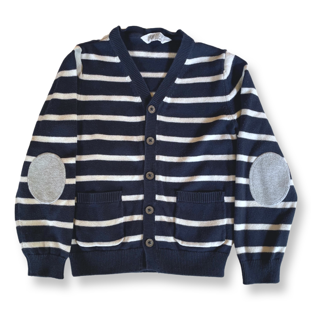 H&M Blue & White Striped Cardigan - 6-8 youth