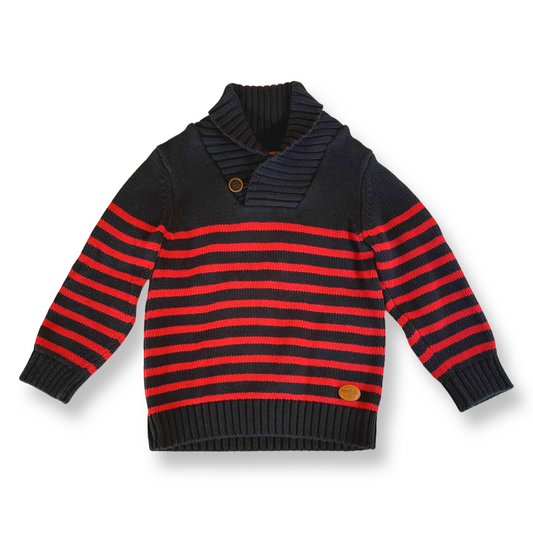 H&M L.O.G.G. Navy & Red Striped Sweater - 2T-4T